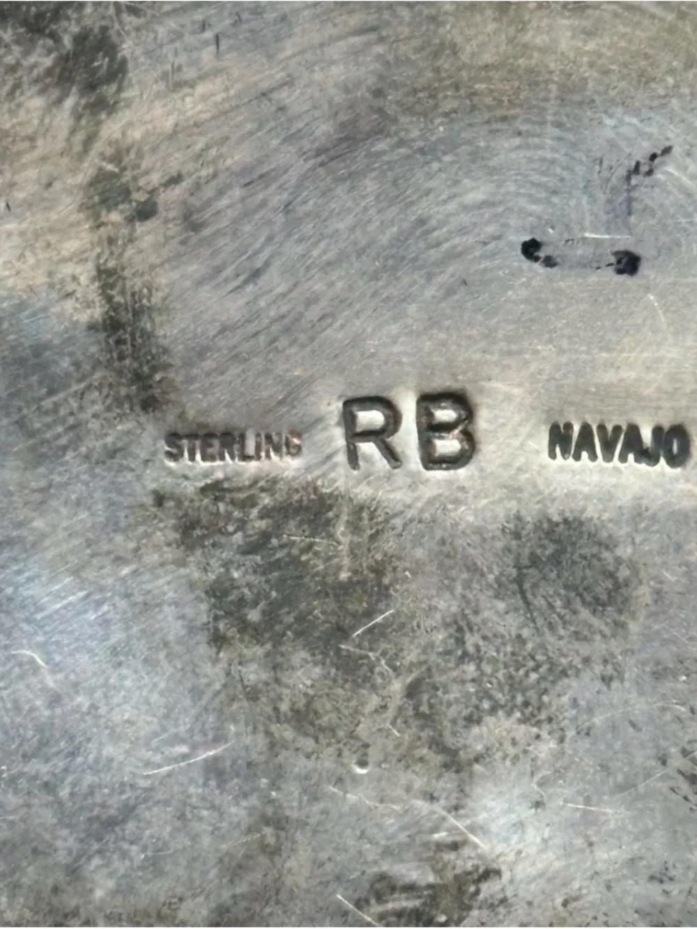 Vintage Navajo Sterling Silver Hand-Stamped Belt Buckle - 